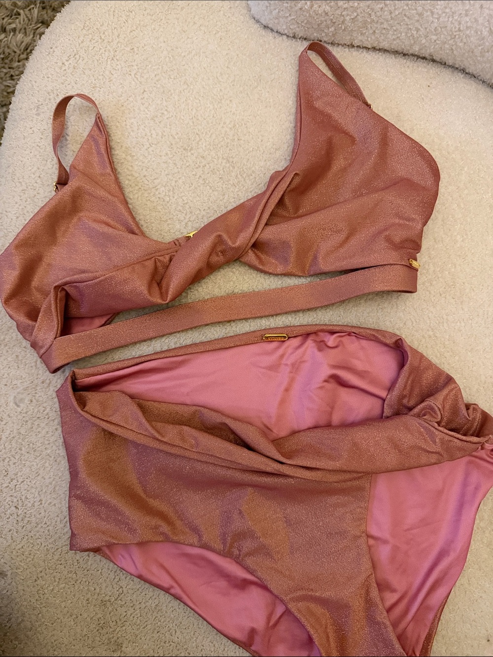 Anthropologie Shimmery Rose Two-Piece Bikini Set